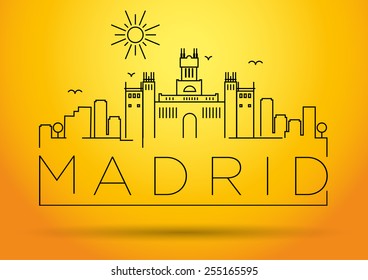 Madrid City Line Silhouette Typographic Design