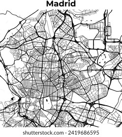 Madrid City Map, Cartography Map, Street Layout Map