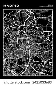 Madrid City Map, Cartography Map, Street Layout Map