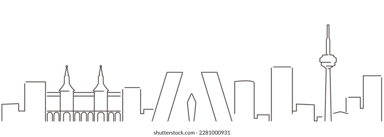 Madrid Dark Line Simple Minimalist Skyline With White Background