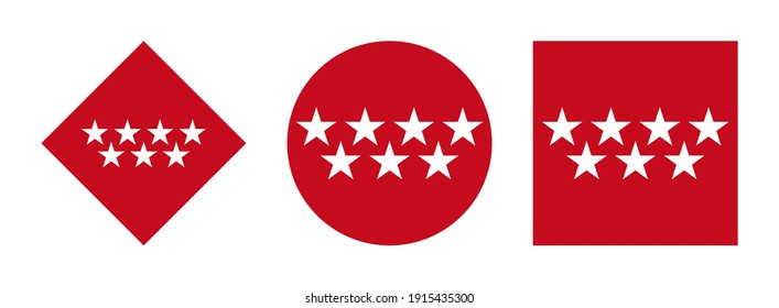 Madrid flag icon set isolated on white background