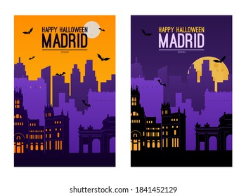 Madrid Halloween holiday background with text.