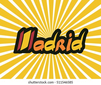 Madrid hand lettering text abstract vector illustration