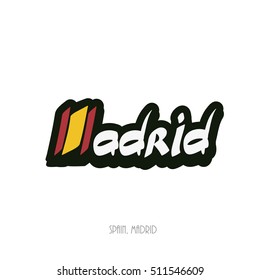 Madrid hand lettering text abstract vector illustration