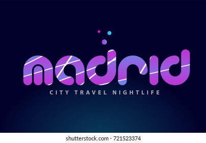 madrid logo text word typography design for european capital city with colored texture suitable for a brochure or print