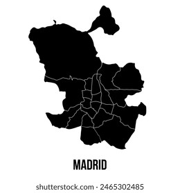 Mapa de Madrid de las regiones de la ciudad distritos Vector negro sobre blanco