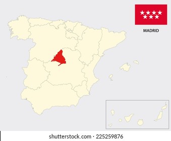 Madrid Map With Flag