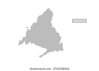 Madrid map - Minimal Flat Vector Illustration in Black and Gray, Isolated on White Background, Ideal for Infographics, Educational Use, Reports, and Presentations.