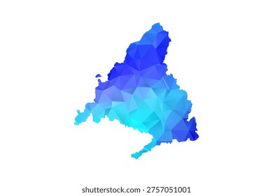 Madrid map - Polygon Style Vector Illustration in Blue Gradient, Low Poly Geometric Design, Isolated on White Background, Perfect for Infographics, Education, and Modern Presentations.