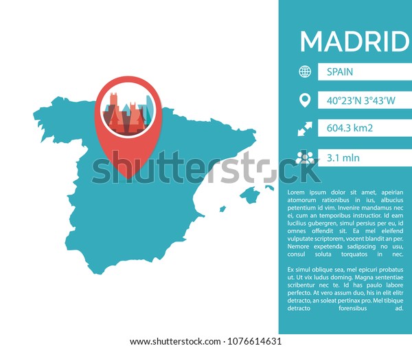 Madrid Map Shape Vector Infographics Template Stock Vector Royalty Free 1076614631 Shutterstock 3430