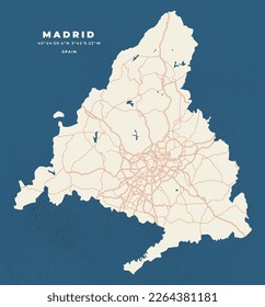 Madrid map vector poster flyer