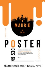 Madrid Modern Poster Design with Vector Linear Skyline