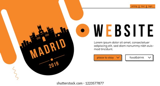 Madrid Modern Web Banner Design with Vector Linear Skyline