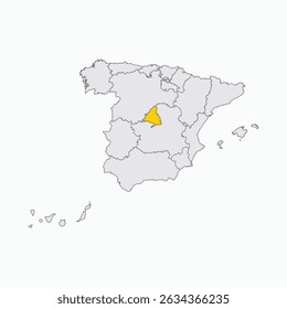 Madrid Region highlighted on Spain map