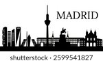 Madrid silhouette, Madrid skyline image in flat design