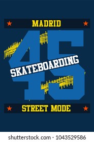 Madrid skateboarding,t-shirt print poster vector illustration