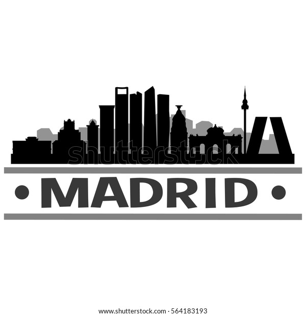 Madrid Skyline Silhouette Stock Vector (Royalty Free) 564183193