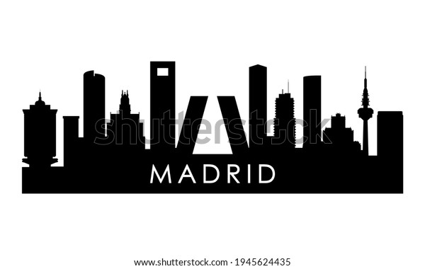 Madrid Skyline Silhouette Black Madrid City Stock Vector (Royalty Free ...