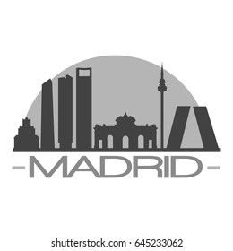 Madrid Skyline Silhouette Skyline Stamp Vector City Design
