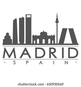 Madrid Skyline Silhouette Skyline Stamp Vector City Design