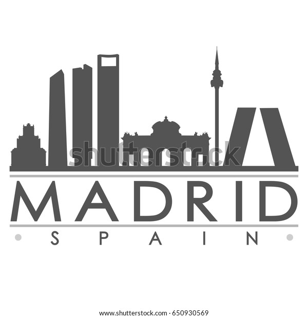 Madrid Skyline Silhouette Skyline Stamp Vector Stock Vector (Royalty ...