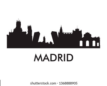 Madrid skyline silhouette vector of famous places