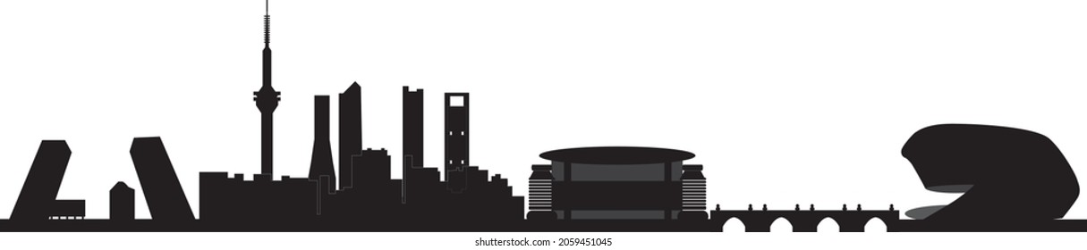 madrid skyline spain in black