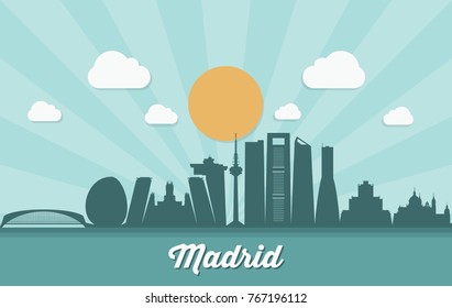 Madrid Skyline Spain Vector Illustration Stock Vector (Royalty Free ...