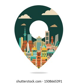 Madrid skyline. Travel and tourism background. Vector illustration.