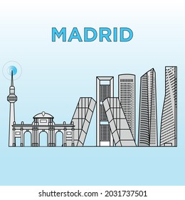 
Vector de línea aérea de Madrid. España. Ciudad