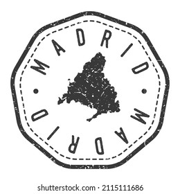 Madrid, Spain Map Stamp Retro Postmark. Silhouette Postal Passport. Seal Round Vector Icon. Badge Vintage Postage Design.