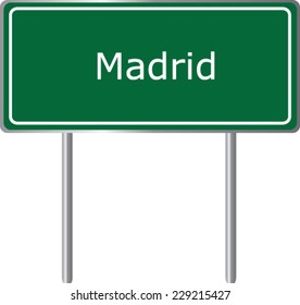 Madrid , Spain , road sign green vector illustration, road table