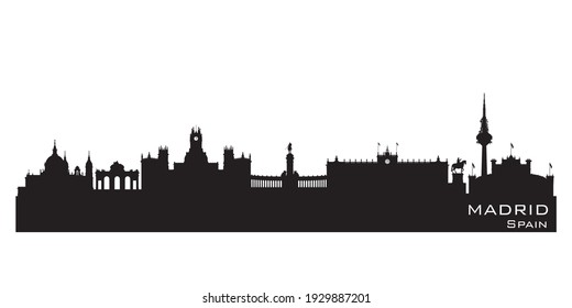 Escenario de Madrid España Silución vectorial detallada
