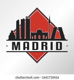 Madrid Spain Skyline Logo. Adventure Landscape Design Vector Illustration.