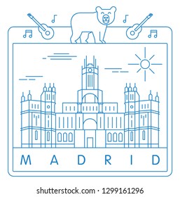 Madrid, Spain vector illustration and typography design