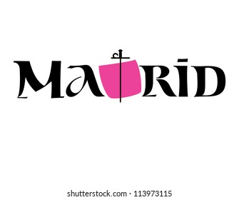 Madrid Spain Vector Lettering and Illustration