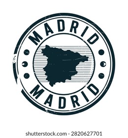 Madrid stamp with map silhouette distressed vector illustration