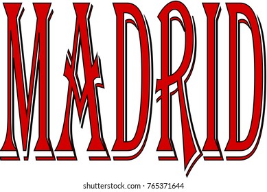 Madrid text sign illustration on white background