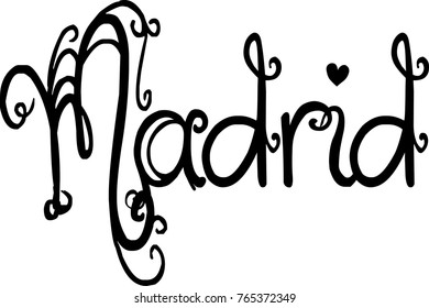 Madrid text sign illustration on white background