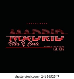 Madrid typography design and illustration vector for t shirt design