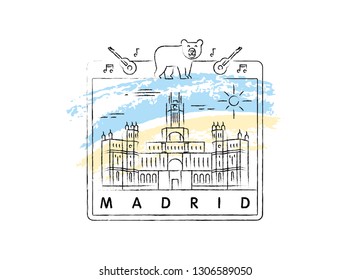 Madrid vector illustration and typography design