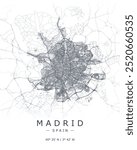 Madrid vector map. Detailed map of Madrid in Spain. Best free vector illustration. Tourist decorative street map.