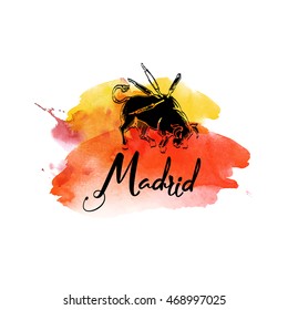 Madrid. Watercolor vector background