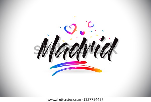 Madrid Welcome Word Text Love Hearts Stock Vector Royalty Free 1327754489