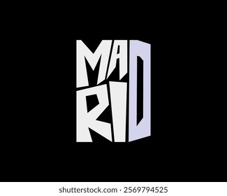 Madrid word typography in abstract style. Suitable for the needs of the printing and convection industry.