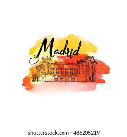 Madrid.Watercolor vector background