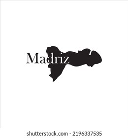 Madrizplan und schwarze Buchstabendesign auf weißem Hintergrund
