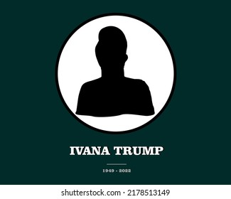 MADURAI, INDIA, 15 JULY 2022: Ivana Trump Silhouette And Her Name Text With Birth And Death Year.  Vector Illustration.