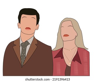 MADURAI, INDIA, 18TH AUGUST 2022: Vector Silhouette Of The Love Couple Maeve And Otis From The TV Drama Series Sex Education. Eps10. 