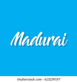 madurai, text design. Vector calligraphy. Typography poster. Usable as background.